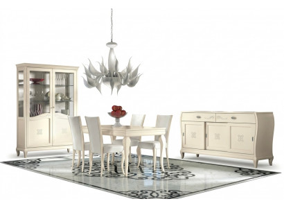 Dining room dining table chair sideboard showcase dining table group wood Italy set 7-piece
