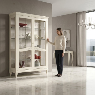 Luxury showcase display cabinet glass cupboard wood shelf modern cabinets new