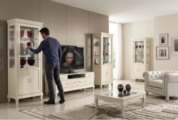 Luxury Living Room TV Set, Modern Cabinet TV, Wood Furniture, Cabinet Style, 3-Piece Cabinets