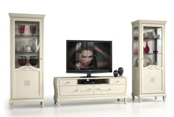Luxury Living Room TV Set, Modern Cabinet TV, Wood Furniture, Cabinet Style, 3-Piece Cabinets