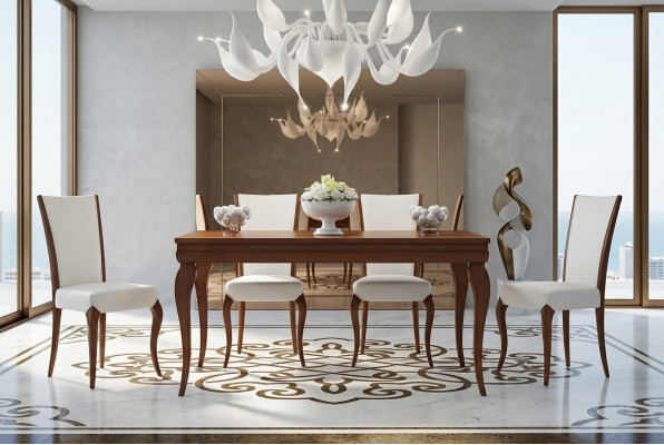 Dining room dining table chair extendable table tables group wood design set 5-piece.