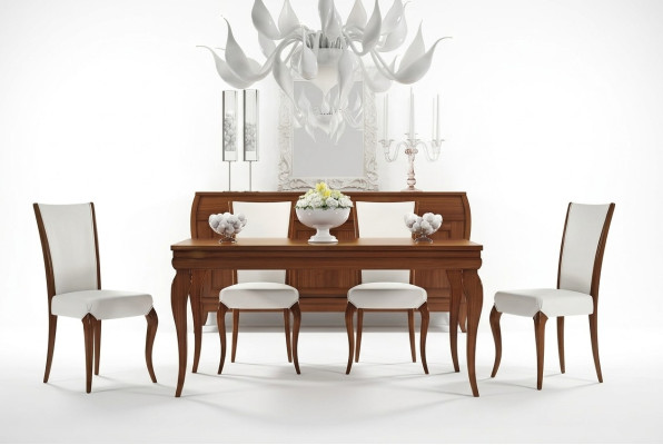 Dining room dining table chair extendable table tables group wood design set 5-piece.
