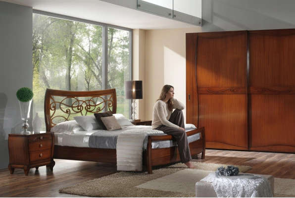 Bedroom bed nightstand beds double hotel design wood set 3-piece set.