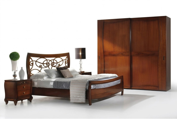 Bedroom bed nightstand beds double hotel design wood set 3-piece set.