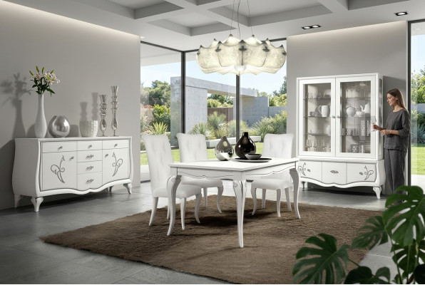 Dining room dining table chair sideboard display cabinet set table wood tables luxury set 7-piece set.