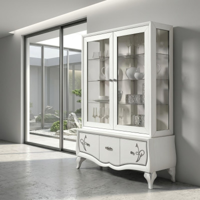 Luxury display cabinet glass case antique style modern wood display cases Italian furniture
