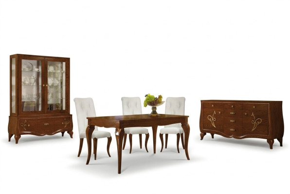 Dining room dining table chair sideboard display cabinet group dining wood set new set 7-piece.