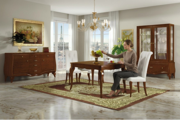 Dining room furniture dining table chair sideboard display cabinet table tables group set 7-piece.