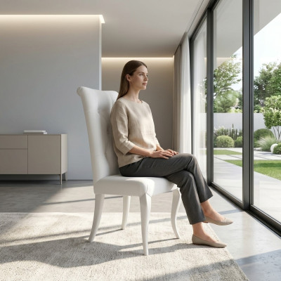 Dining room chair, chair, dining room, modern chairs, wood design, white seat armchair.