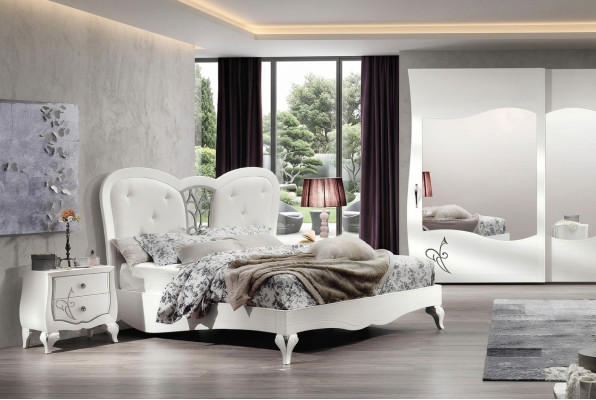 Bedroom Bed Nightstand Beds Wood Design Bed Frame Suite New 3-piece Set