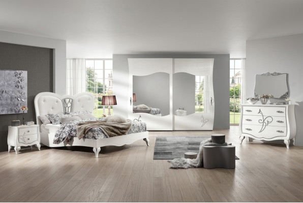 Bedroom bed, nightstand, wardrobe, dresser, mirror new 6-piece luxury set