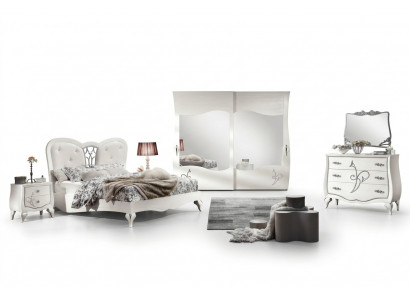 Bedroom bed, nightstand, wardrobe, dresser, mirror new 6-piece luxury set