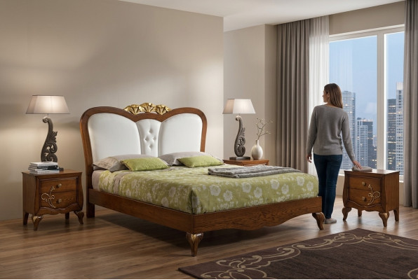 Bedroom Bed Nightstand Wood Design Beds Nightstands 3-piece Set Furniture Sets