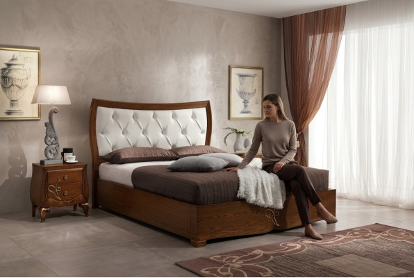 Bedroom bed nightstand bed group wood double design set 3-piece set