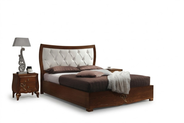 Bedroom bed nightstand bed group wood double design set 3-piece set