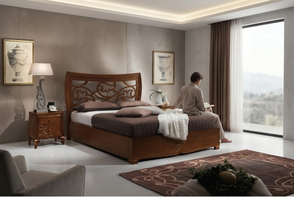 Bedroom Bed Nightstand Beds Set Wood Bed Frame Luxury New Set 3-piece.