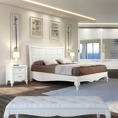 Bed, double bed, beds, upholstery, wood, designer double bed frame, white, bed frames
