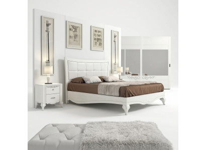 Bedroom bed nightstand beds double wood designer modern new set 3-piece