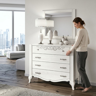 Luxury Set 2-piece. Dresser Mirror Group Wood Console Dressers Cabinet Modern New.