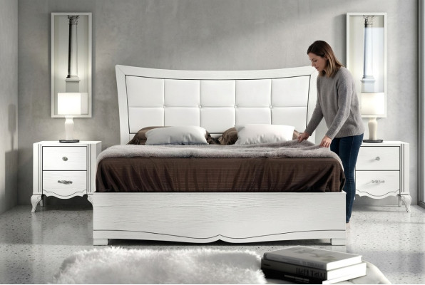 Double bed, beds, bed, upholstery, wood, designer double bed frame, white, bed frames
