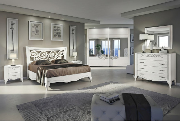 6-piece bedroom set: bed, nightstand, wardrobe, dresser, mirror set