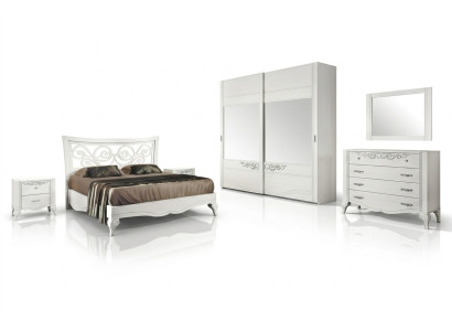 6-piece bedroom set: bed, nightstand, wardrobe, dresser, mirror set