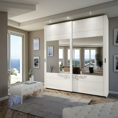 Wardrobe Cabinet Shelf Storage Closet Modern Mirror Wood Design