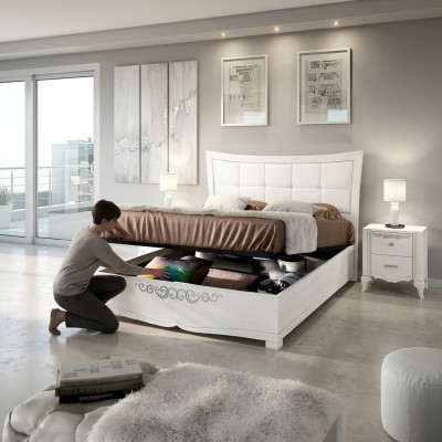 Three-piece Bedroom Set: Bed, Nightstand, Double Wood, Modern Group Beds