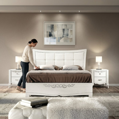 Double bed, bed, luxury beds, wooden bed frames, bed frame, white design, modern, new