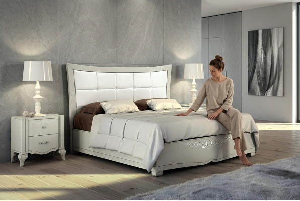 Luxury 3-Piece Bedroom Set Bed Nightstand Beds Wood Double Modern