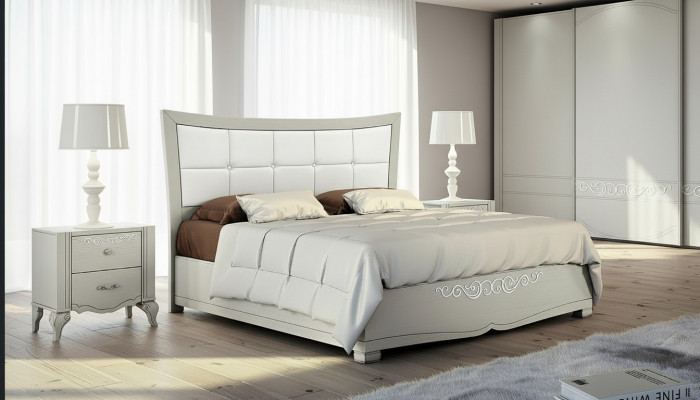 Luxury 3-Piece Bedroom Set Bed Nightstand Beds Wood Double Modern