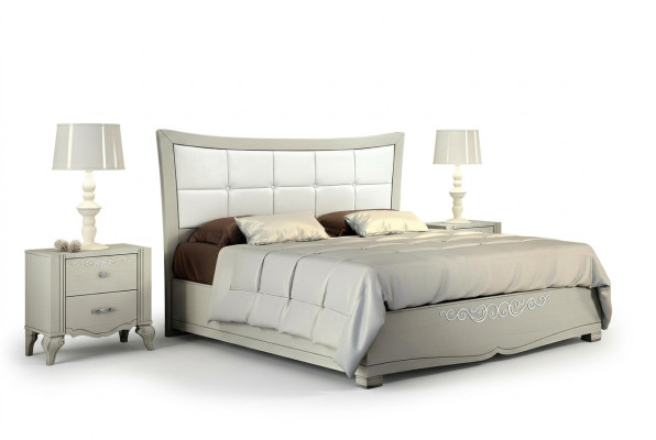 Luxury 3-Piece Bedroom Set Bed Nightstand Beds Wood Double Modern