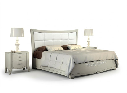 Luxury 3-Piece Bedroom Set Bed Nightstand Beds Wood Double Modern