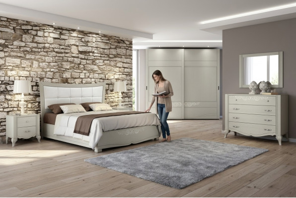 Luxury 6-piece Set Bedroom Bed Nightstand Wardrobe Dresser Mirror Wood