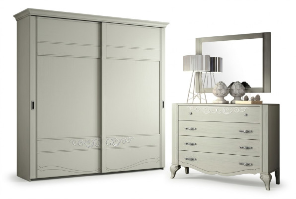Dresser Mirror Cabinet Dressers Shelf Console Furniture Wooden Cabinet Italy Set 2-piece.