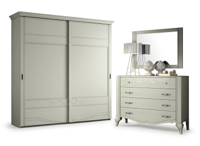 Dresser Mirror Cabinet Dressers Shelf Console Furniture Wooden Cabinet Italy Set 2-piece.