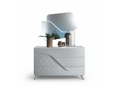Luxury Set 2pc Chest of Drawers Mirror Dressers Wood Console Modern Design White New