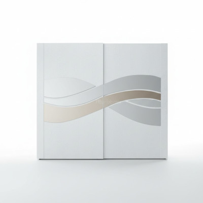Luxury wardrobe design, wooden closets with mirrors, interior fittings.