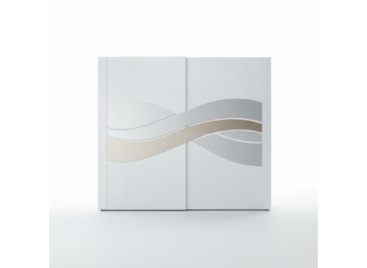 Luxury wardrobe design, wooden closets with mirrors, interior fittings.