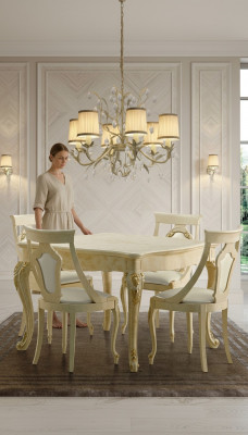 Extendable dining table classic design table Italian furniture wood dining