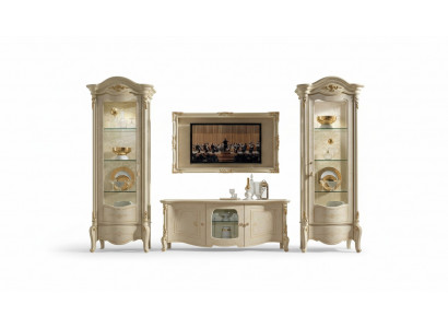Classic TV cabinet and frame made of natural wood in a classic style