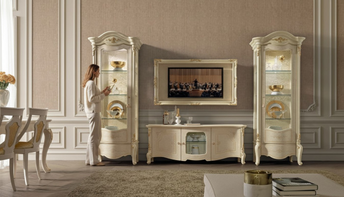 Classic display cabinet showcase luxury cabinet wood Italian style furniture glass new