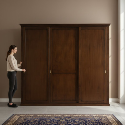 Wardrobe Closet Solid Wood Bedroom Furniture Italy Wooden Wardrobe