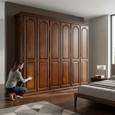 Solid wood Vaccari cav Giovanni bedroom wardrobe with sliding doors