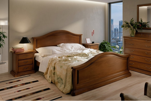 Bed, nightstand, wardrobe, bedroom dresser, hotel double new set 3-piece.