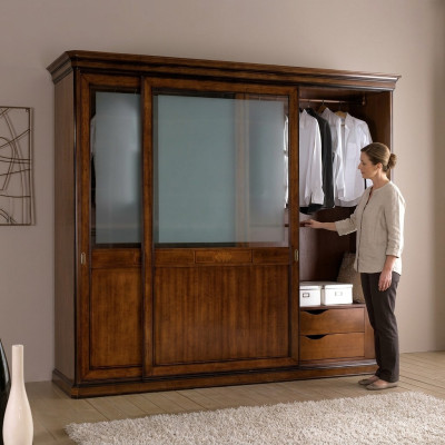 Solid Wood Wardrobe Closet Massive Bedroom Furniture Italian Wooden Wardrobe