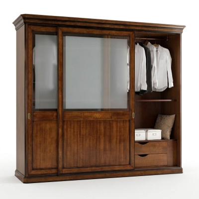 Solid Wood Wardrobe Closet Massive Bedroom Furniture Italian Wooden Wardrobe