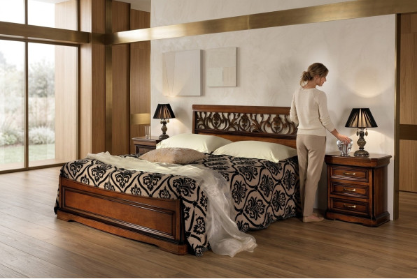 Italian bedroom furniture bed nightstand solid wood bed set 3-pieces