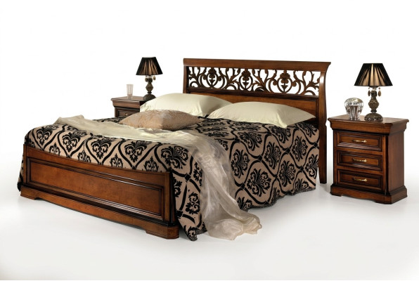 Italian bedroom furniture bed nightstand solid wood bed set 3-pieces