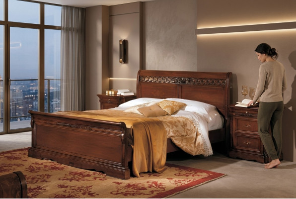 Bedside table solid wood cabinet furniture bed double furniture bedroom Italy 3-piece set